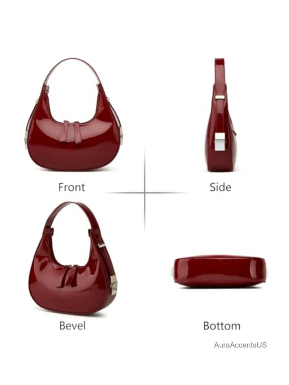 Vegan Leather Crescent Hobo Bag Y2K 90s Shoulder Purse Clutch